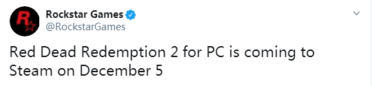 R星官宣《荒野大镖客2》 将于12月登陆Steam平台！